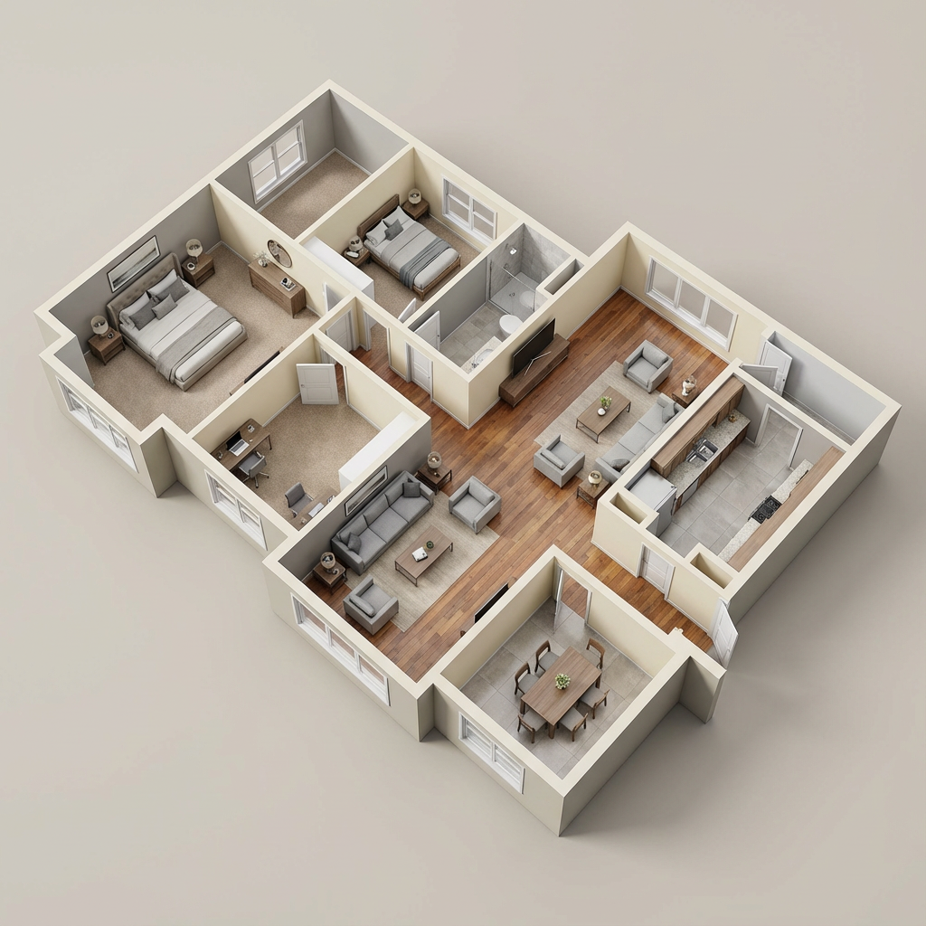 FloorPlan 2D to 3D by Workitstudio 2