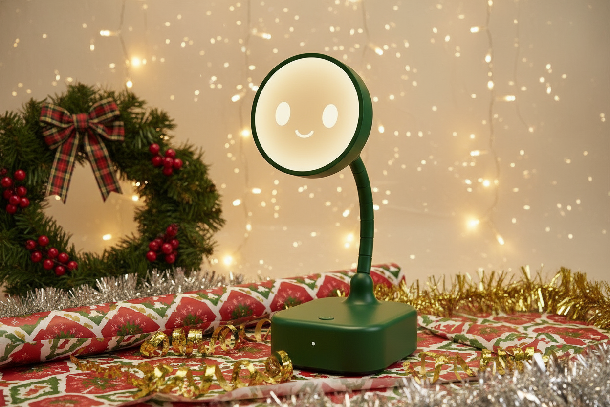 Gadget styled in a festive holiday studio with fairy lights