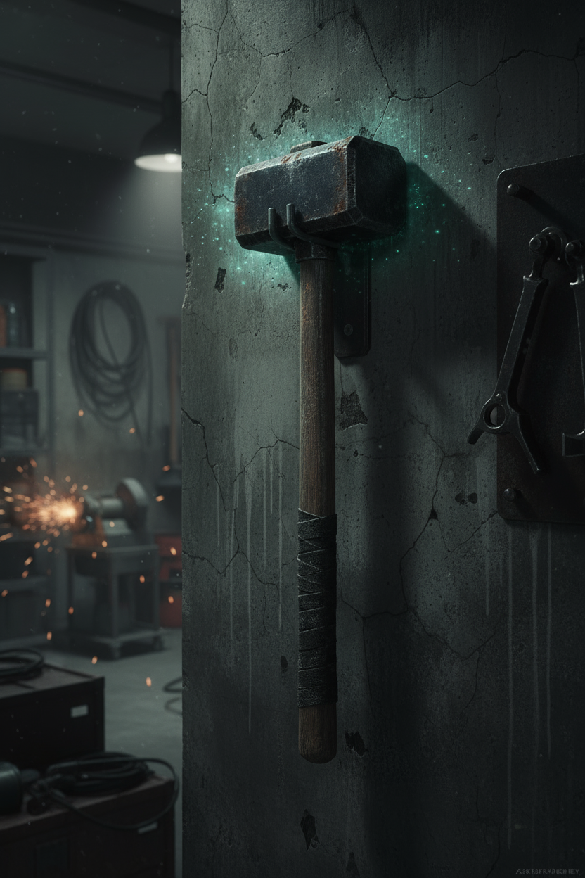 Gritty 3D AAA style weapon design of a sledgehammer