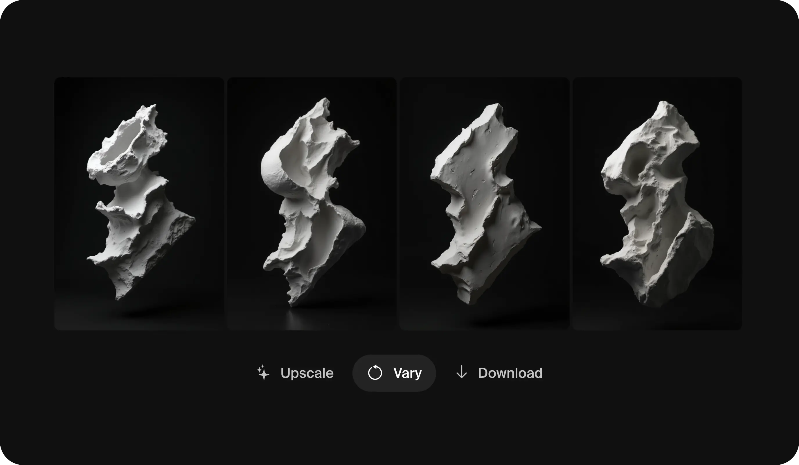 Krea interface showing multiple AI image variations